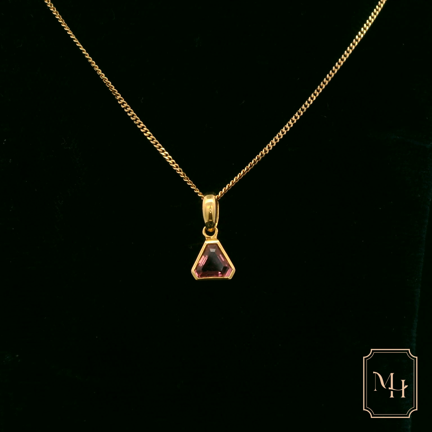 Sapphire Corner-Cut Gold Pendant