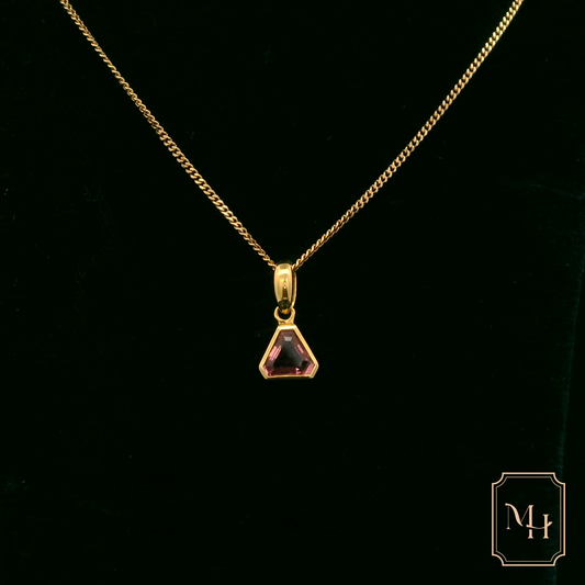 Sapphire Corner-Cut Gold Pendant