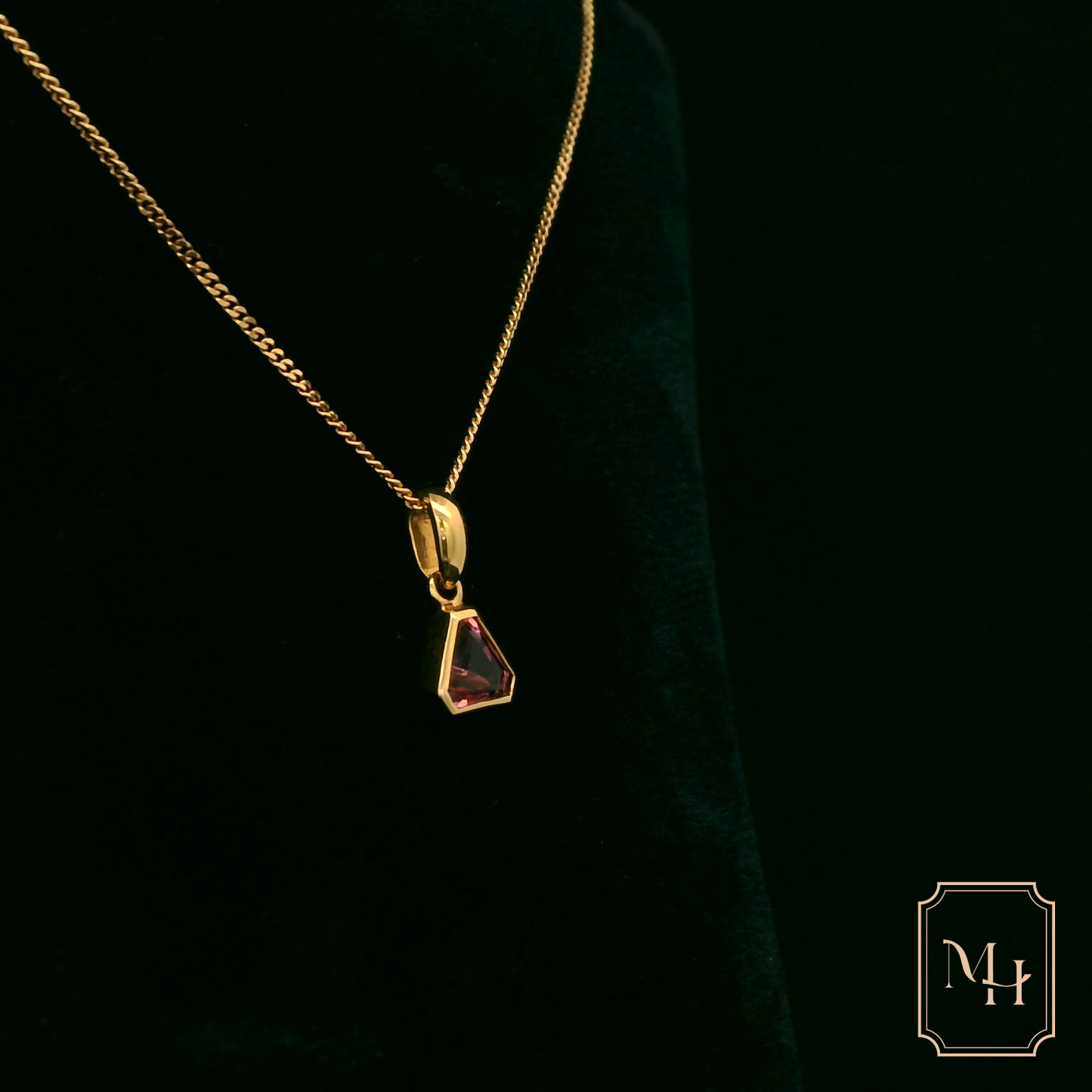 Sapphire Corner-Cut Gold Pendant