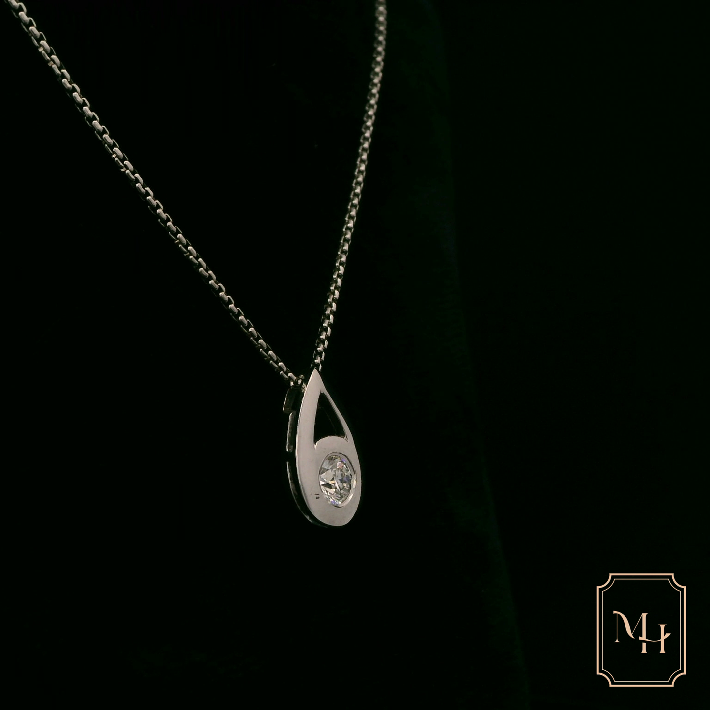 Round Diamond & Pear Shaped Drop Pendant