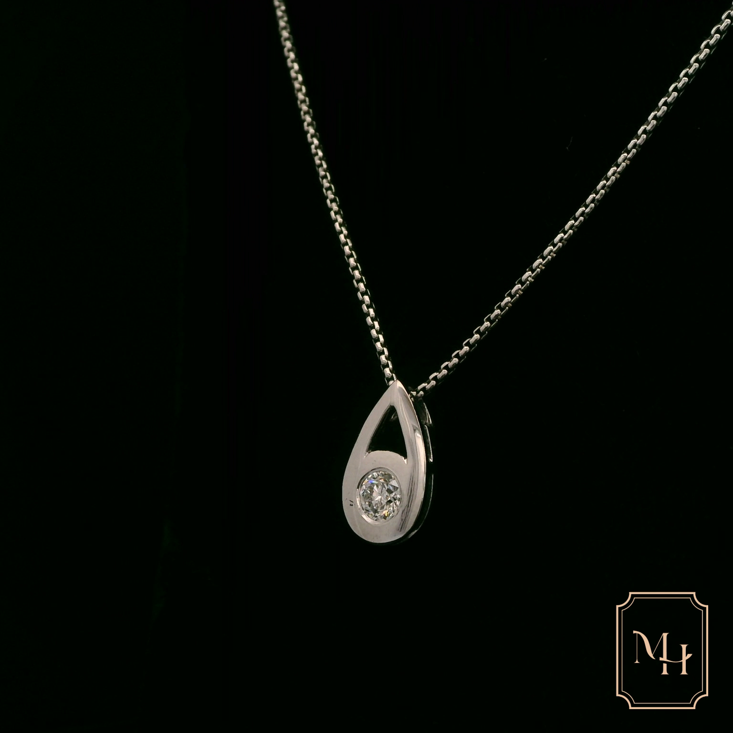 Round Diamond & Pear Shaped Drop Pendant
