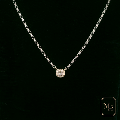 Solitaire White Diamond Necklace