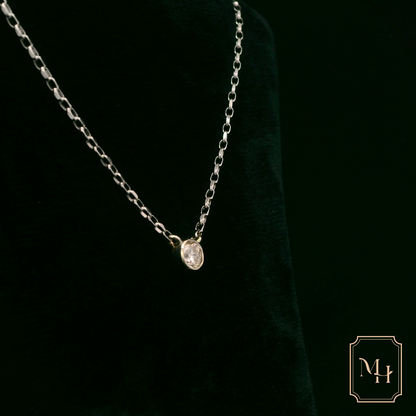 Solitaire White Diamond Necklace