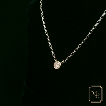 Solitaire White Diamond Necklace
