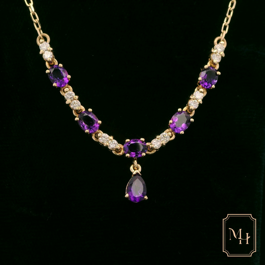 Amethyst & Diamond Collerette Necklace