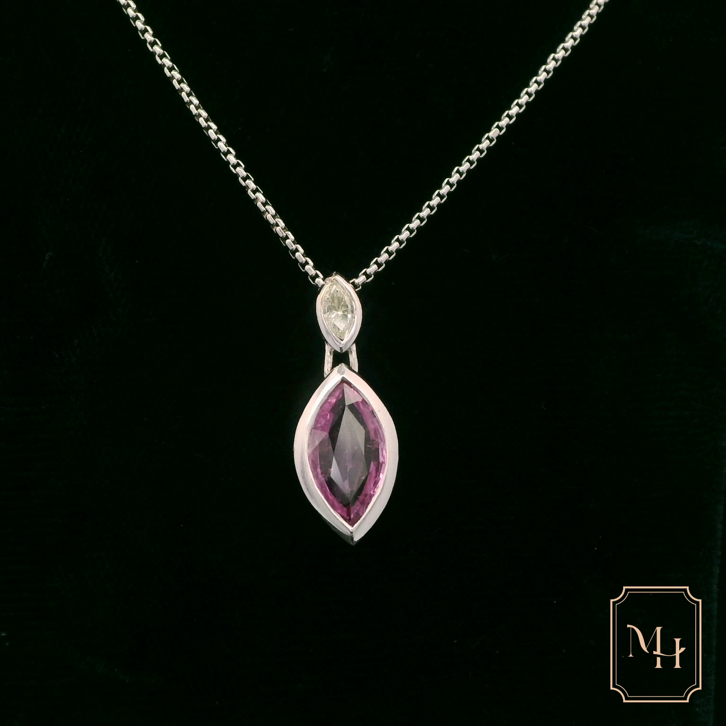 Sapphire & Diamond Marquise Pendant