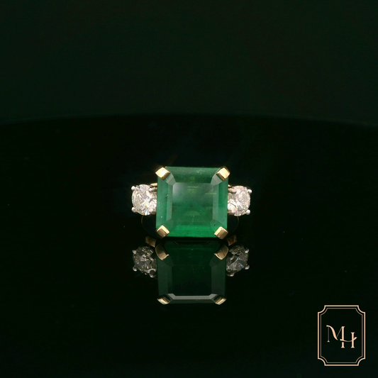 Emerald & Diamond Triad Ring