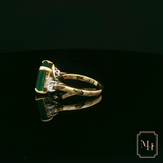 Emerald & Diamond Triad Ring