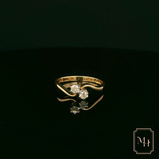 Elegant Two-Stone Diamond Gold Ring