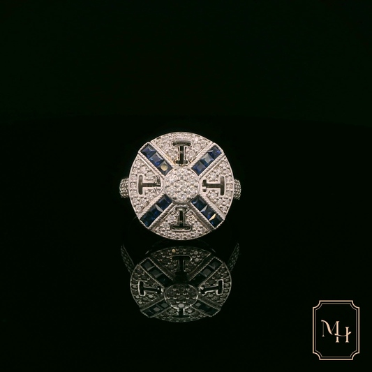 Sapphire & Diamond Shielded Ring