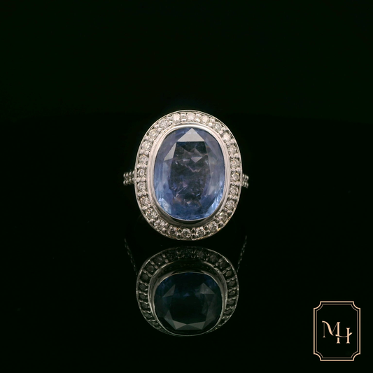 Oval-Sapphire Cluster Ring