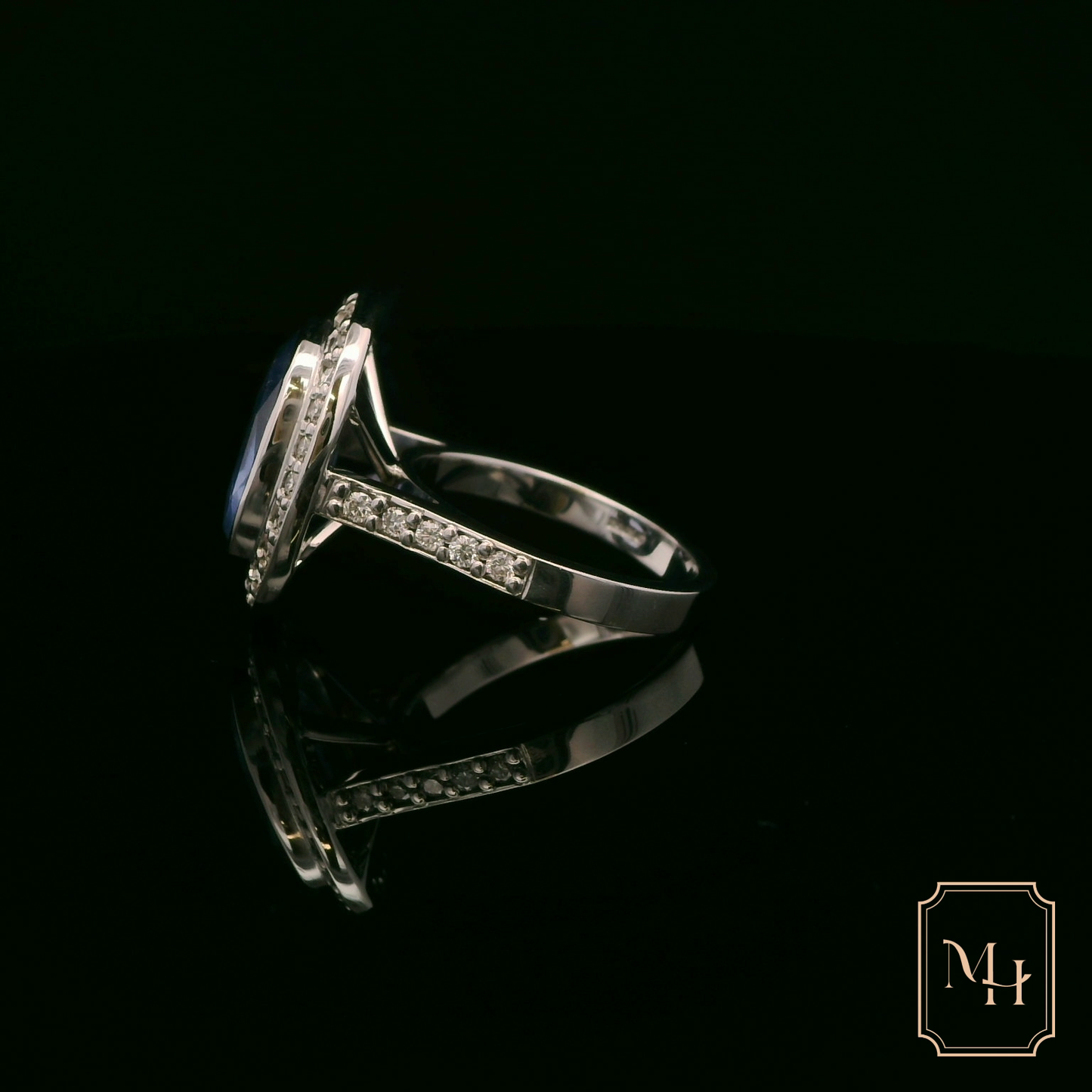 Oval-Sapphire Cluster Ring