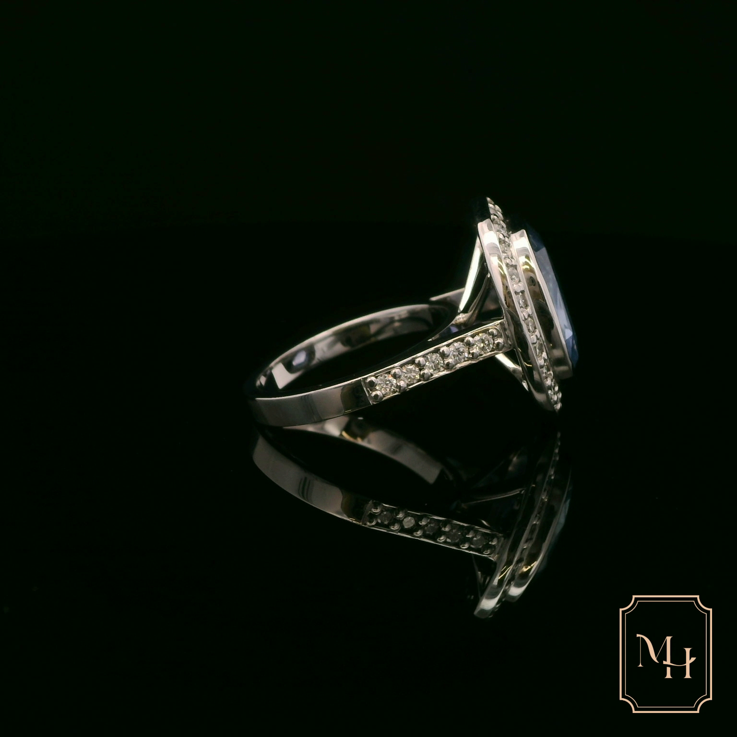 Oval-Sapphire Cluster Ring