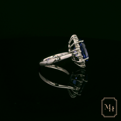 Oval Tanzanite & Diamond Cluster Ring