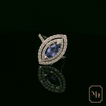 Marquise Tanzanite & Double Halo Diamond Ring