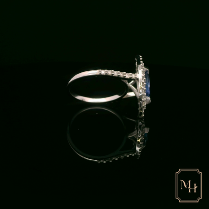 Marquise Tanzanite & Double Halo Diamond Ring