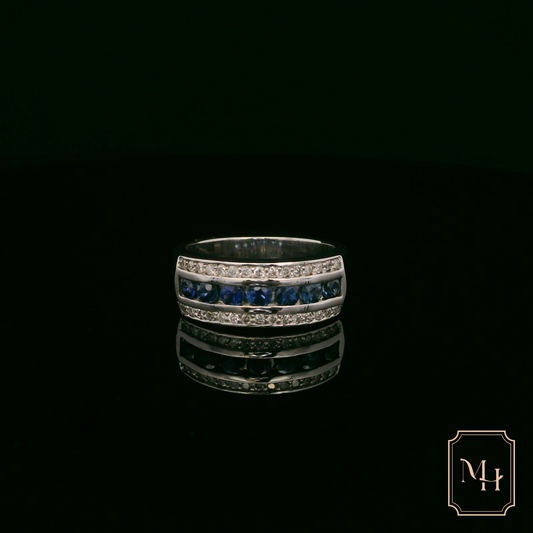 Channel-Set Sapphire & Diamond Ring