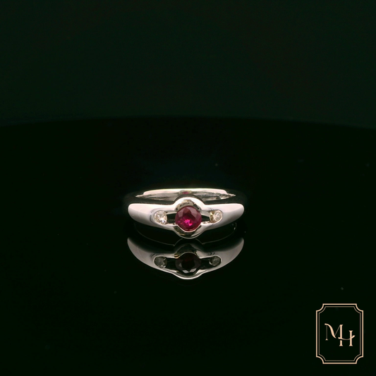 Channel-Set Ruby & Diamond Ring