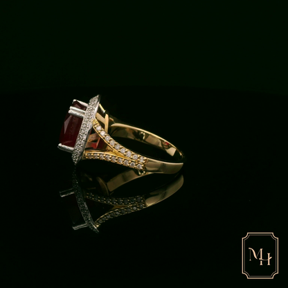 Floral-Ruby & Diamond Ring