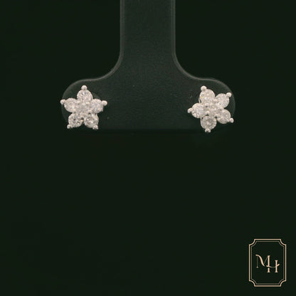 Five-Petal Floral Diamond Earrings
