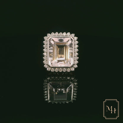 Emerald-Cut Morganite & Diamond Ring