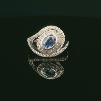 Tanzanite & Diamond Spiral Ring