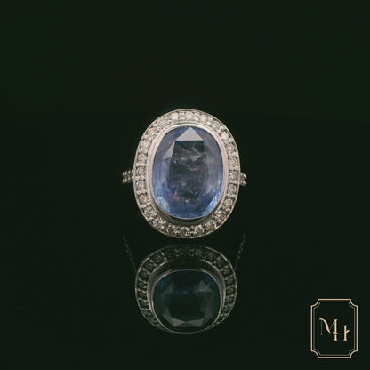 Oval-Sapphire Cluster Ring