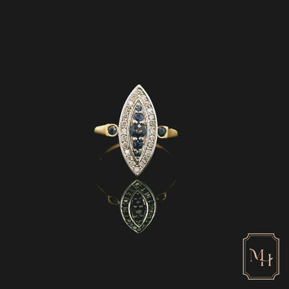 Sapphire & Diamond Marquise-Shaped Ring
