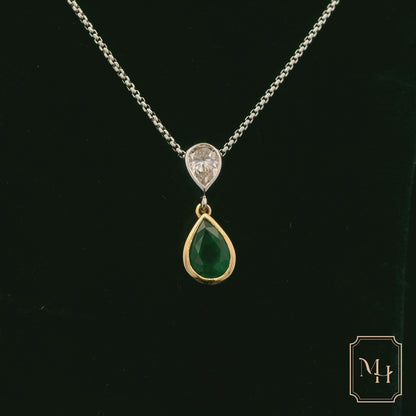 Emerald & Diamond Drop Pendant