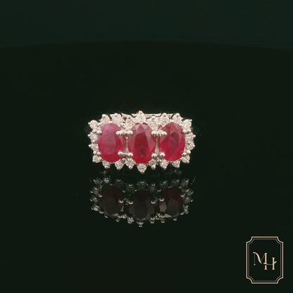 Ruby & Diamond Three-Stone Ring