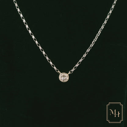 Solitaire White Diamond Necklace
