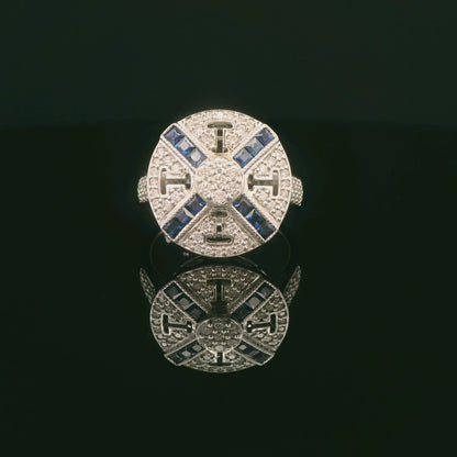 Sapphire & Diamond Shielded Ring