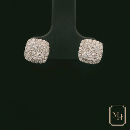 Princess-Halo Diamond Earrings