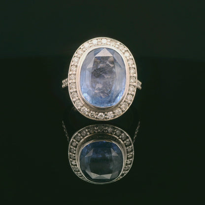 Oval-Sapphire Cluster Ring
