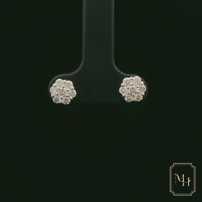 Diamond Floral-Cluster Earrings