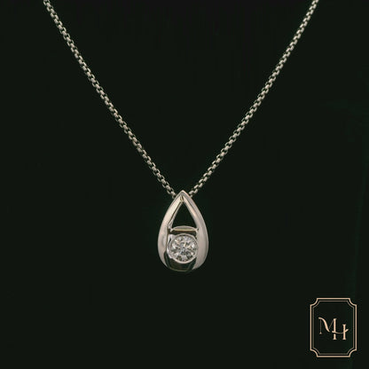 Round Diamond & Pear Shaped Drop Pendant