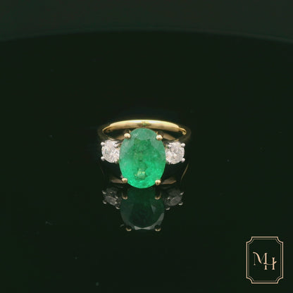 Oval-Cut Emerald & Diamond Ring
