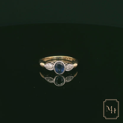 Sapphire & Diamond Rub-Over Ring