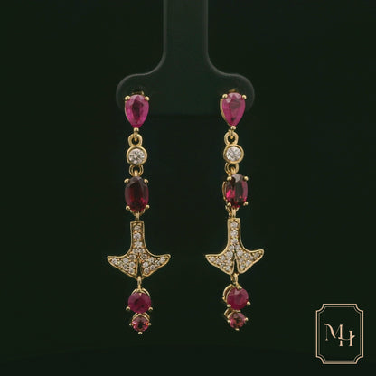 Ruby & Diamond Anchored-Drop Earrings