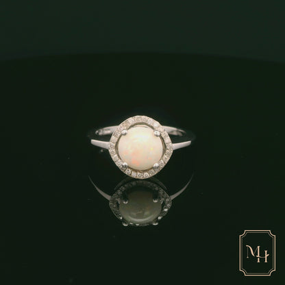 Opal & Diamond Cluster Ring