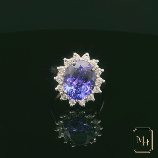 Oval Tanzanite & Diamond Cluster Ring