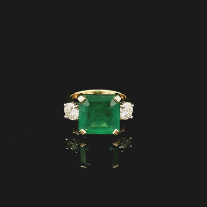 Emerald & Diamond Triad Ring