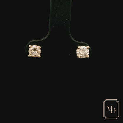 Solitaire-Diamond Stud Earrings