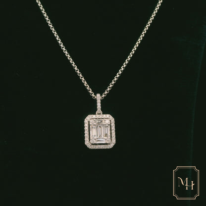 Emerald-Cut Diamond Cluster Pendant