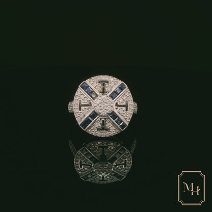 Sapphire & Diamond Shielded Ring