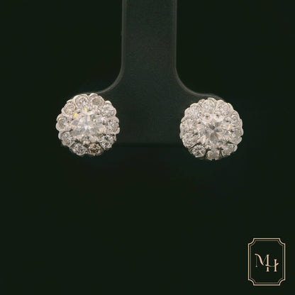 Floral-Studded Diamond Earrings