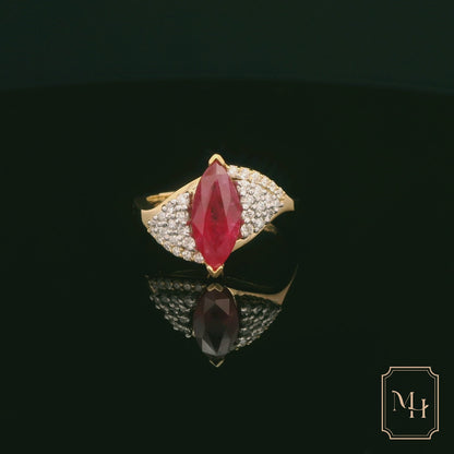 Marquise-Cut Ruby & Diamond Ring