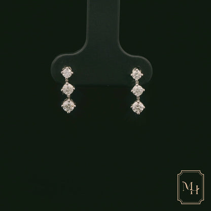 Three-Stone Diamond Drop Earrings