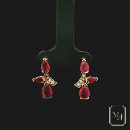 Ruby & Diamond Drop Earrings