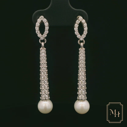 Diamond Pearl Drop Earrings